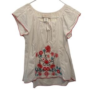 Shyanne cotton girls 10/12 embroidered blouse top flowers flutter sleeve boho